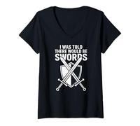 Femme on m'a Dit qu'il y aurait Un Festival Swords Renaissance T-Shirt avec Col en V