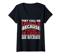 Femme On m'appelle Tonton parce qu'on est la meilleure équipe T-Shirt avec Col en V