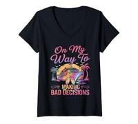 Femme on My Way to Making Bad Decisions Cruise Vacation Funny T-Shirt avec Col en V