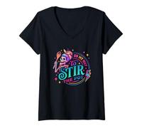 Femme on My Way to Stir The Pot Squelette Fun T-Shirt avec Col en V