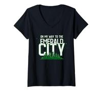 Femme On My Way To The Emerald City - Graphic Wiz T-shirts décontractés T-Shirt avec Col en V