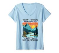 Femme on n'arrête Pas de Faire de la randonnée Quand on vieillit, on vieillit T-Shirt avec Col en V