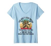 Femme on n'arrête Pas de Faire de la randonnée Quand on vieillit, on vieillit T-Shirt avec Col en V
