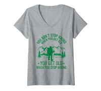 Femme on n'arrête Pas de Faire de la randonnée Quand on vieillit, on vieillit T-Shirt avec Col en V