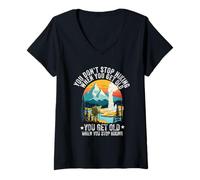 Femme on n'arrête Pas de Faire de la randonnée Quand on vieillit, on vieillit T-Shirt avec Col en V