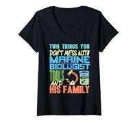 Femme on ne plaisante Pas avec Outils biologiste Marin Famille T-Shirt avec Col en V