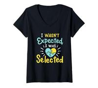 Femme on ne s'attendait Pas à ce Que j'aie été sélectionnée Adoptive Funny Adoption T-Shirt avec Col en V