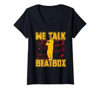 Femme on Parle de Beatbox, de Musique, de Rap à l'ancienne, de Microphone, de Beatboxer. T-Shirt avec Col en V