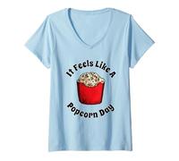 Femme on se Sent comme Un Amateur de Snacks au cinéma Popcorn Day T-Shirt avec Col en V