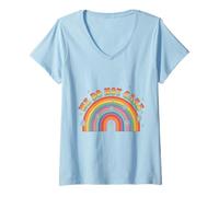 Femme on s'en fout de la ménopause Rainbow Retro WDNC T-Shirt avec Col en V
