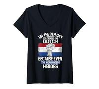 Femme on The Eighth Day God Created The Dutch Heroes Holland T-Shirt avec Col en V