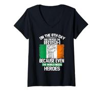 Femme on The Eighth Day God Created The Irish Pride Heroes T-Shirt avec Col en V