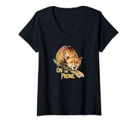 Femme on The Prowl - Cheetah Predator Stance Fun Nightlife Graphic T-Shirt avec Col en V