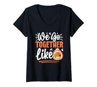 Femme on y va Ensemble comme des sushis T-Shirt avec Col en V