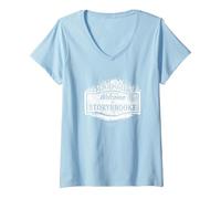 Femme Once Upon a Time Bienvenue à Storybrooke T-Shirt avec Col en V, Bleu Céleste, XL