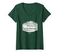 Femme Once Upon a Time Bienvenue à Storybrooke T-Shirt avec Col en V, Vert Forêt, L