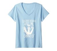 Femme Once Upon a Time Ce Dont Je suis Capable T-Shirt avec Col en V, Bleu Céleste, XL
