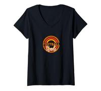 Femme Oncle de football avec cercles de football modernes T-Shirt avec Col en V