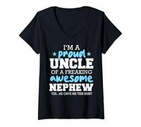 Femme Oncle Fier d'être l'oncle d'un Neveu génial, il m'a donné ça T-Shirt avec Col en V