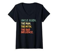 Femme Oncle Julien Citation The Man The Myth The Bad Influence Drôle T-Shirt avec Col en V