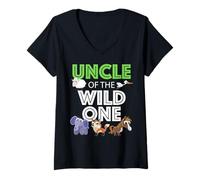 Femme Oncle of The Wild One Zoo Animal Safari T-Shirt avec Col en V