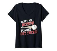 Femme Oncle Tante du Baseball, C'est Mon Neveu T-Shirt avec Col en V