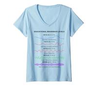 Femme Ondes cérébrales Modèles de fréquence Minimal Science Esthétique T-Shirt avec Col en V