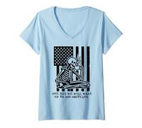 Femme One Day We Will Wake Up to His Obituary Anti Fascism Resist T-Shirt avec Col en V