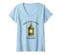 Femme One If by Land 1775 Lanterne Coloniale Histoire américaine T-Shirt avec Col en V