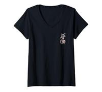Femme One Line Art Fleur - Abstrait Minimal Floral Design T-Shirt avec Col en V
