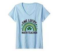 Femme One Lucky Math Teacher Funny St Patrick Day for Teacher T-Shirt avec Col en V