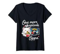 Femme One More Episode Oppa K-Drama Chat KDrama Série Coréenne T-Shirt avec Col en V