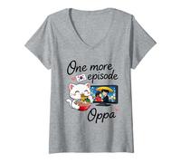 Femme One More Episode Oppa K-Drama Chat KDrama Série Coréenne T-Shirt avec Col en V