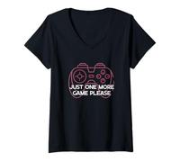 Femme One More Game Please Funny Gamer Humour Gaming T-Shirt avec Col en V