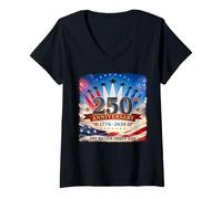 Femme One Nation Under God - Vintage Jet Airshow 1776-2026 250th T-Shirt avec Col en V