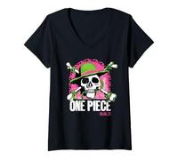 Femme One Piece Bright Jolly Roger T-Shirt avec Col en V