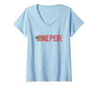 Femme One Piece Buggy The Clown Pirate Logo T-Shirt avec Col en V