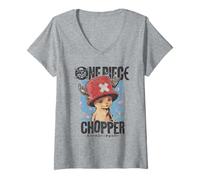 Femme One Piece Chopper Portrait Officiellement licencie T-Shirt avec Col en V
