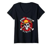 Femme One Piece Devil Fruit Skull T-Shirt avec Col en V