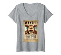 Femme One Piece Gold Roger Pirate Wanted Poster T-Shirt avec Col en V