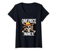 Femme One Piece Jolly Roger T-Shirt avec Col en V