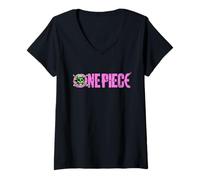 Femme One Piece Luffy Jolly Roger Bright Logo T-Shirt avec Col en V