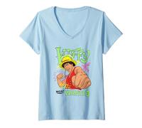 Femme One Piece Neon Luffy Most Wanted T-Shirt avec Col en V