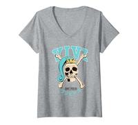 Femme One Piece Princess Vivi Collegic Skull T-Shirt avec Col en V
