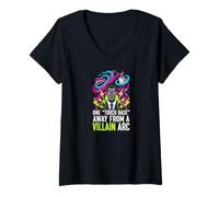 Femme One Touch Base Away from A Villain Arc Funny Office Humor T-Shirt avec Col en V