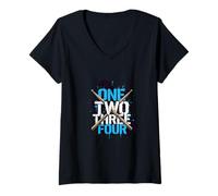 Femme One Two Three Four Drummer Rythm Music Beat T-Shirt avec Col en V