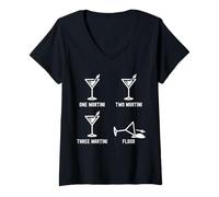 Femme One Two Three Martini Floor Funny Cocktail Happy Hour T-Shirt avec Col en V