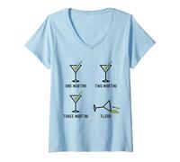 Femme One Two Three Martini Floor Funny Cocktail Happy Hour T-Shirt avec Col en V