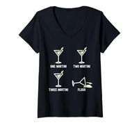 Femme One Two Three Martini Floor Funny Cocktail Happy Hour T-Shirt avec Col en V