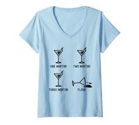 Femme One Two Three Martini Floor Funny Cocktail Happy Hour T-Shirt avec Col en V